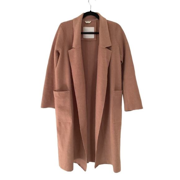 Sosken Studios Pink Size Small Open Front Ribbed Brushed Knit Heidi Overcoat - Picture 4 of 14